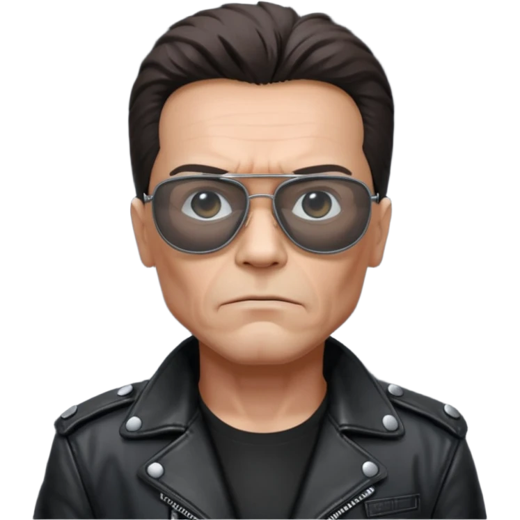 terminator shwartzneger looking only top in his black glasses and his black jacket emoji