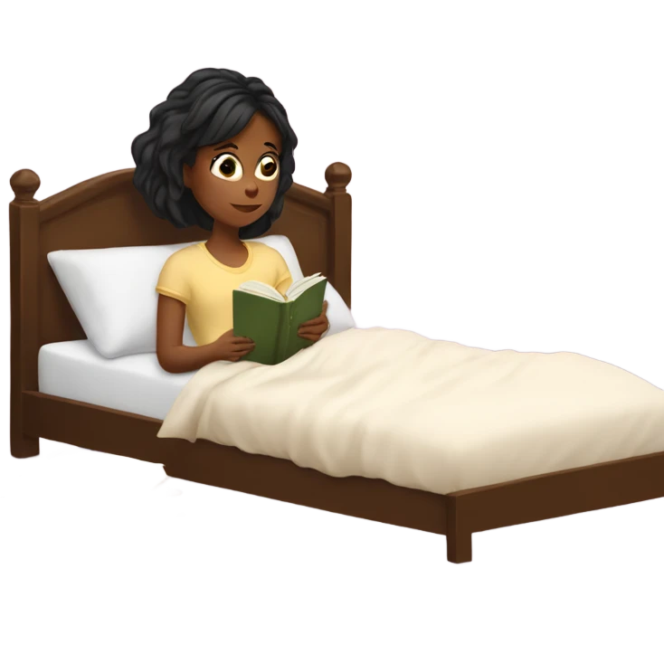 girl reading book in bed emoji