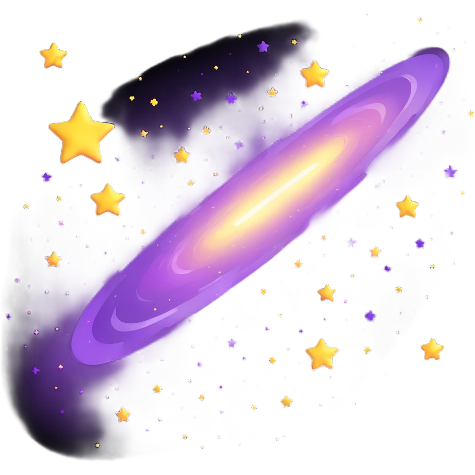 tilted 3D purple galaxy with glowing white stars emoji