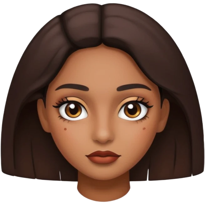 latin girl with half her face clean, half with makeup emoji