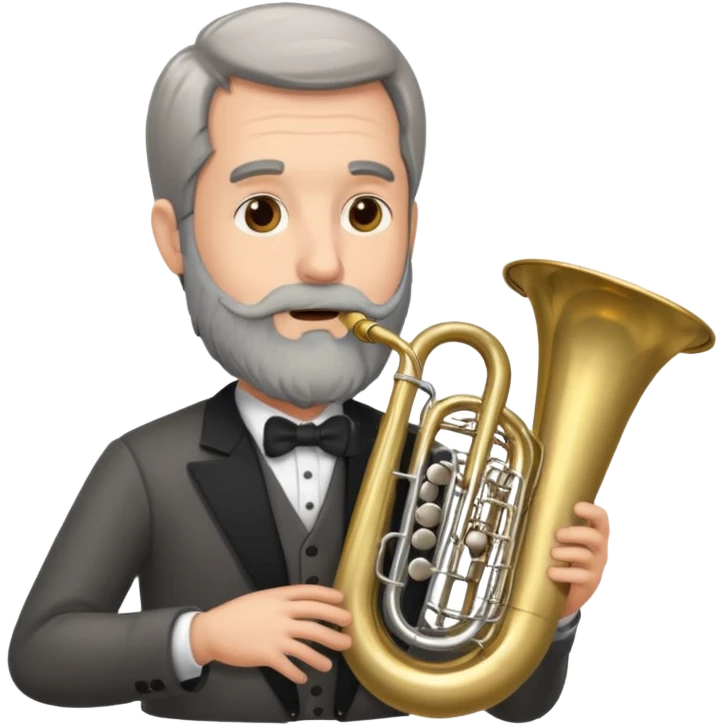 große Tuba, von gltzköpfigen graubärtigem Mann gespielt emoji