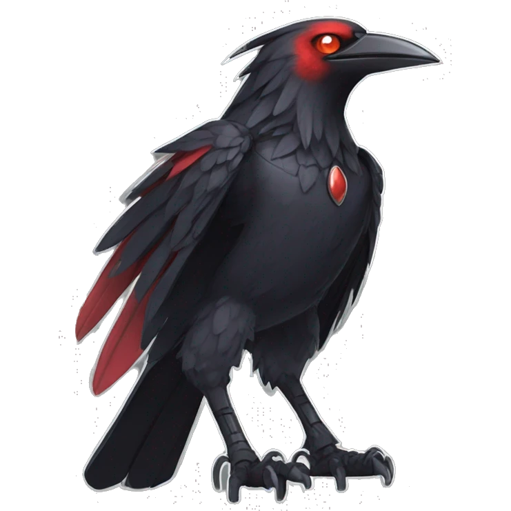 cool edgy black punk red nargacuga-crow-raven-cat-animal hybrid Fakemon collar full body emoji