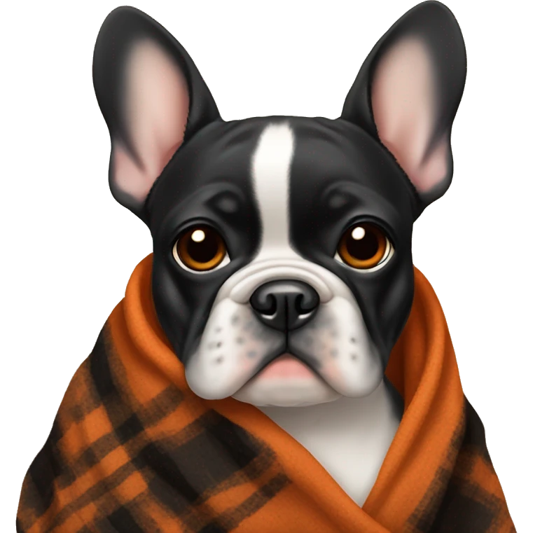Black and tan frenchie with burnt orange blanket  emoji