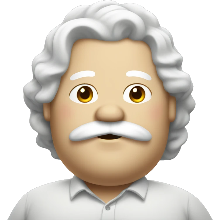 Obese, with white wavy hair and a single white mustache. emoji