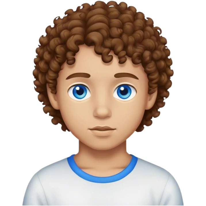 light skin boy with brown curly hair and blue eyes  emoji