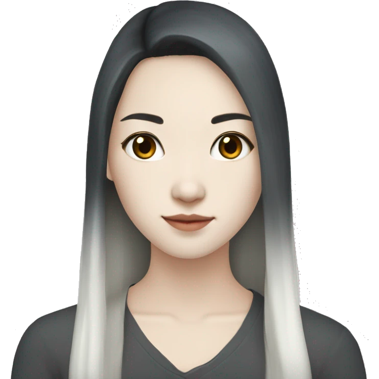 Pretty white pale skin asian with dark nior long hair emoji