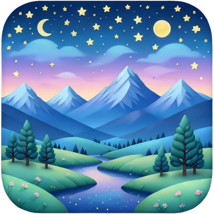 starry night landscape in shades of pastel  emoji