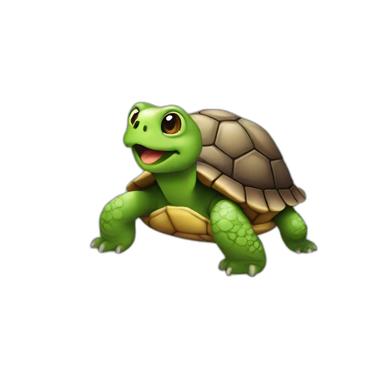 Tortue sur un chat emoji