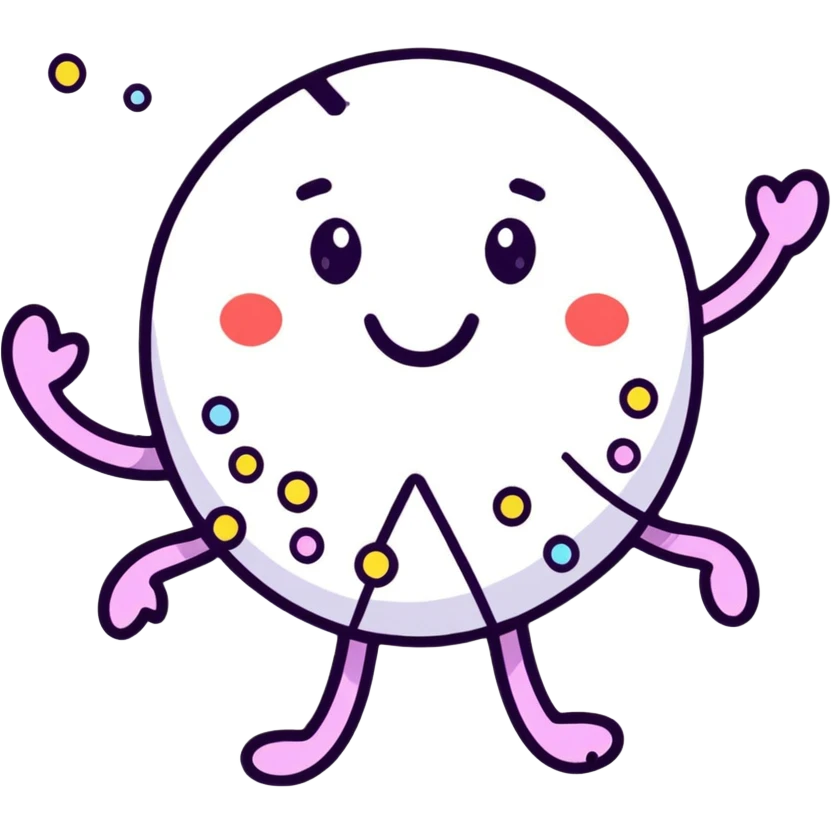 sticker style badge with a smiling face and virus, confetti emoji
