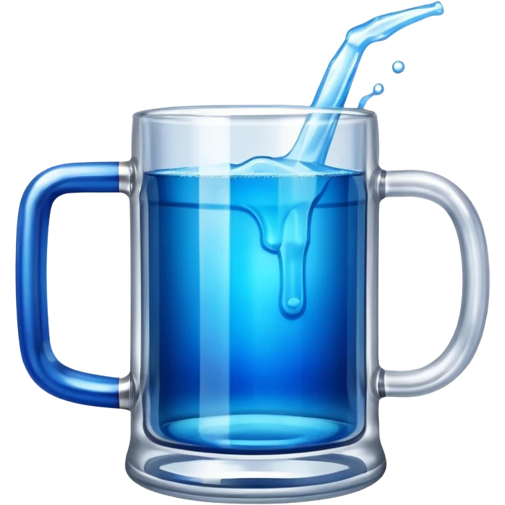 Large clear glass mug similar to beer stein with bright blue liquid inside. Put an upside down redbull can sticking out of the top of the mug emoji