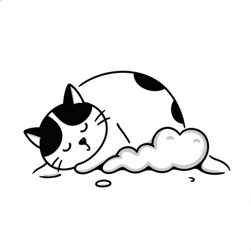 A sleepy cat curled up in a ball emoji