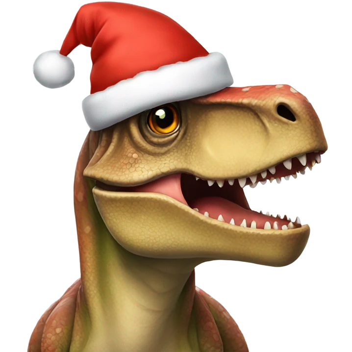 dinosaur with christmas hat emoji