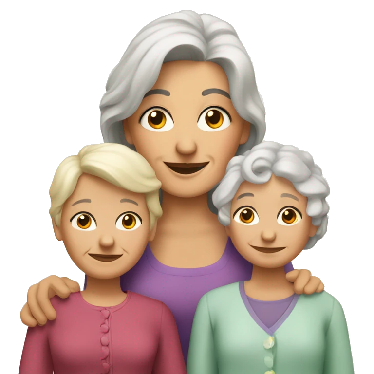 una familia con una abuela rubia, una mamá pelinegra y una hija rubia emoji