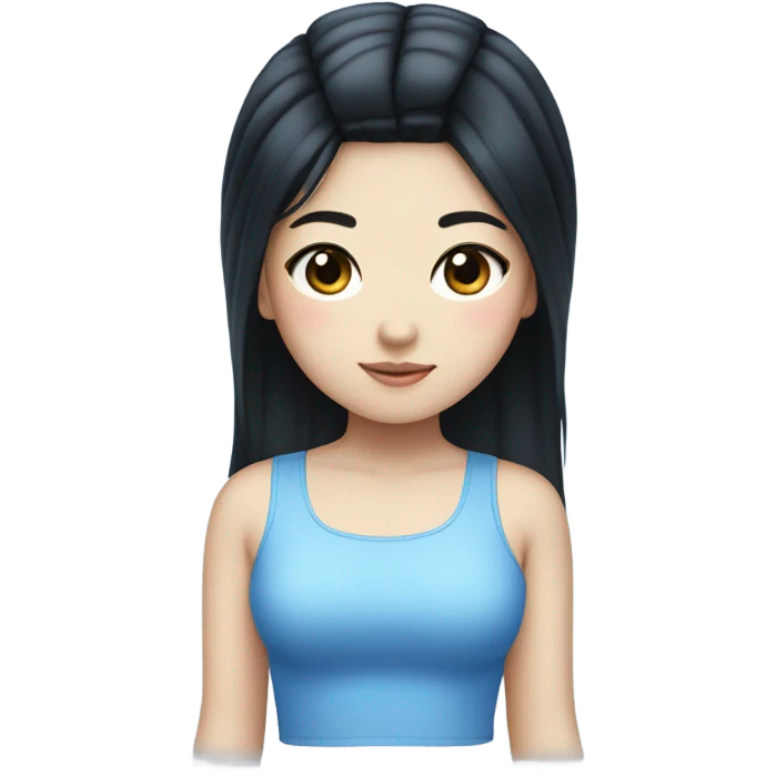A South Korean girl with black hair and blue highlights and Shakira croc top  emoji