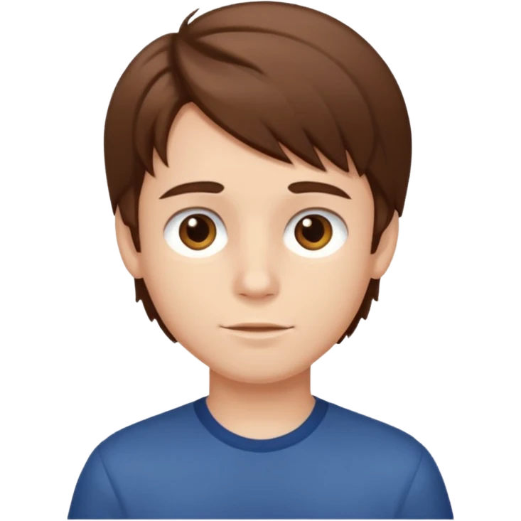 Boy , medium long hair, brown emoji
