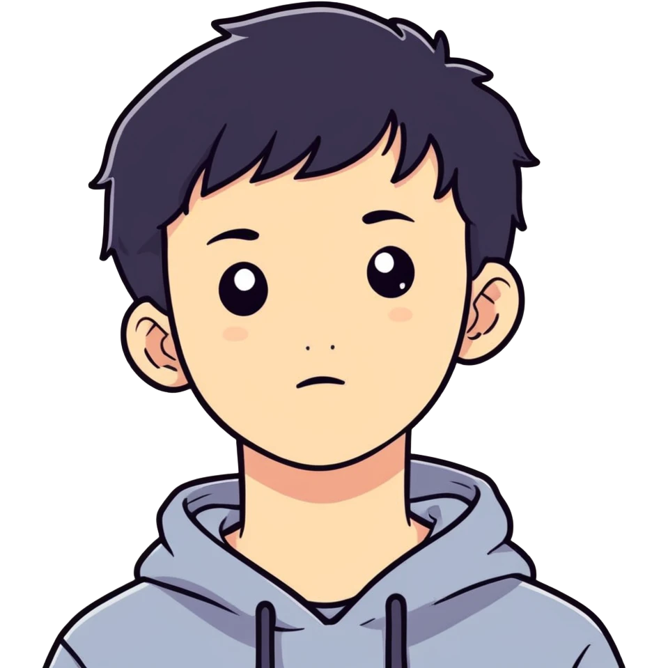 teenager with black hair and visible acne emoji
