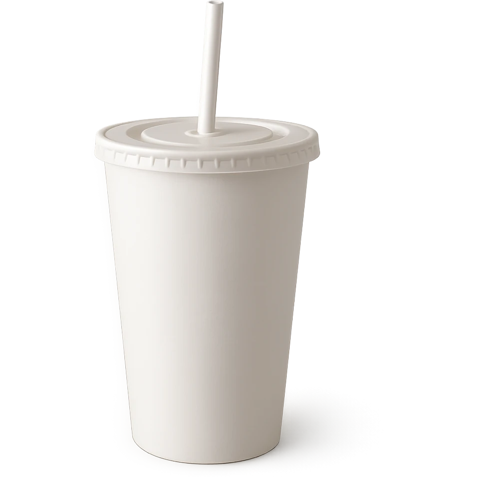 plain white soda cup from a fast food restaurant, simple, minimal details emoji