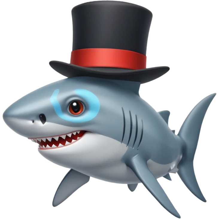 Shark with a top hat emoji