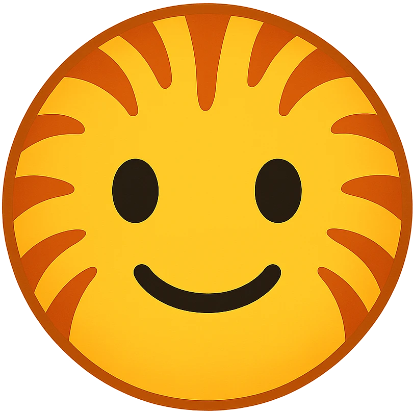 yellow face with orange tiger stripes, digital illustration emoji