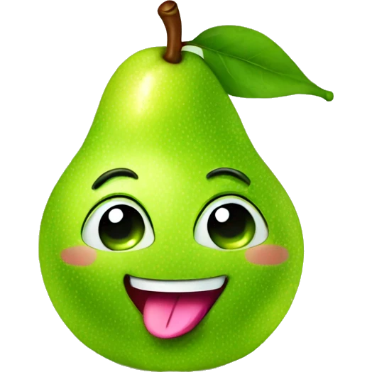 Shiny Green Cute pear with tongue emoji