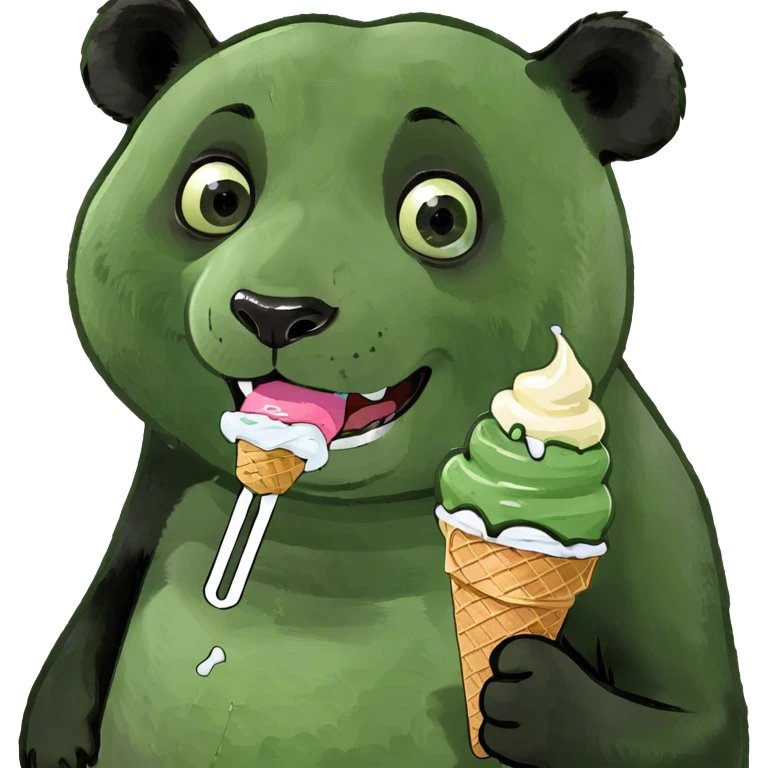 Panda eating ice cream emoji