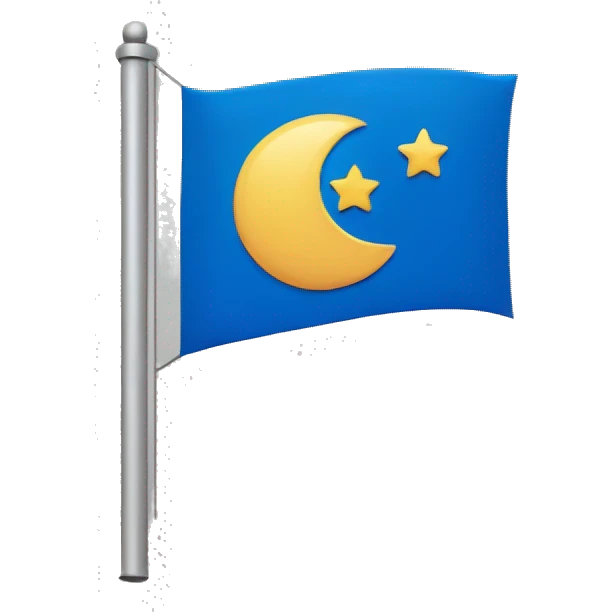 blue flag with a halfmoon and a star emoji