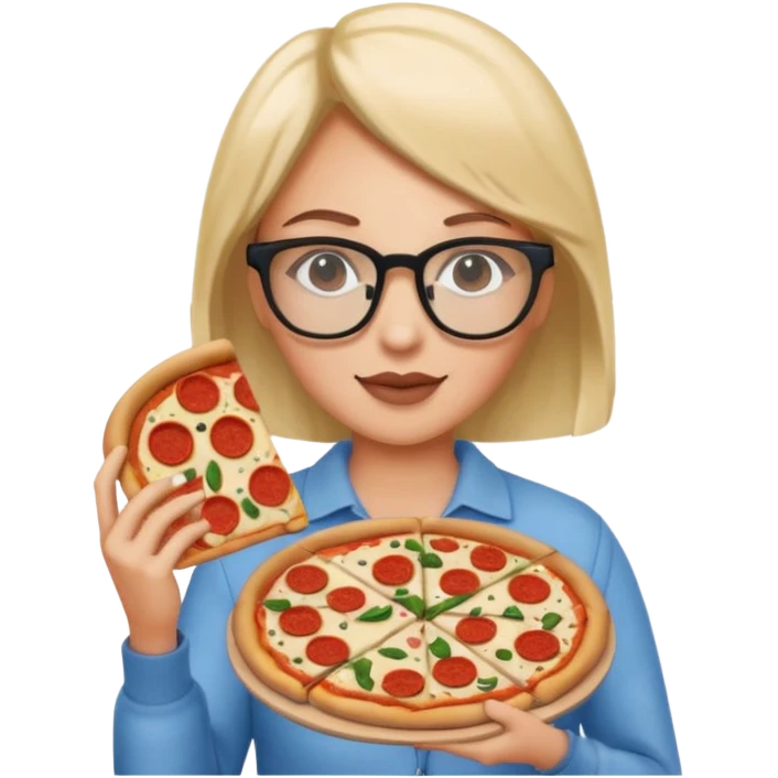 pizza take-out with glassess and long lashes emoji