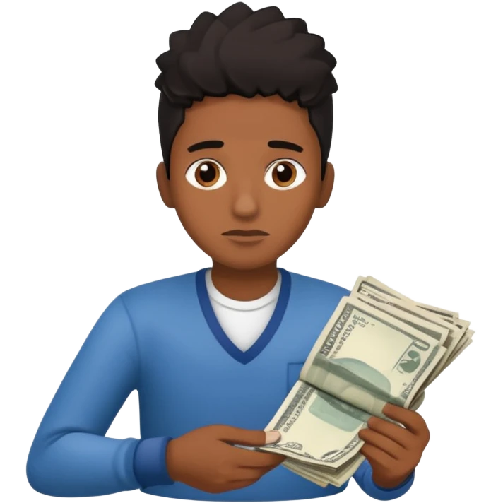 archetype for a young adult: The Precarious-Independent (20-25yr) Dealing with unstable incomes, bills, rent and expenses they have to have full control over finances but often don’t have the flexibility to think about long-term goals. South american or black individual. Remove the money
 emoji