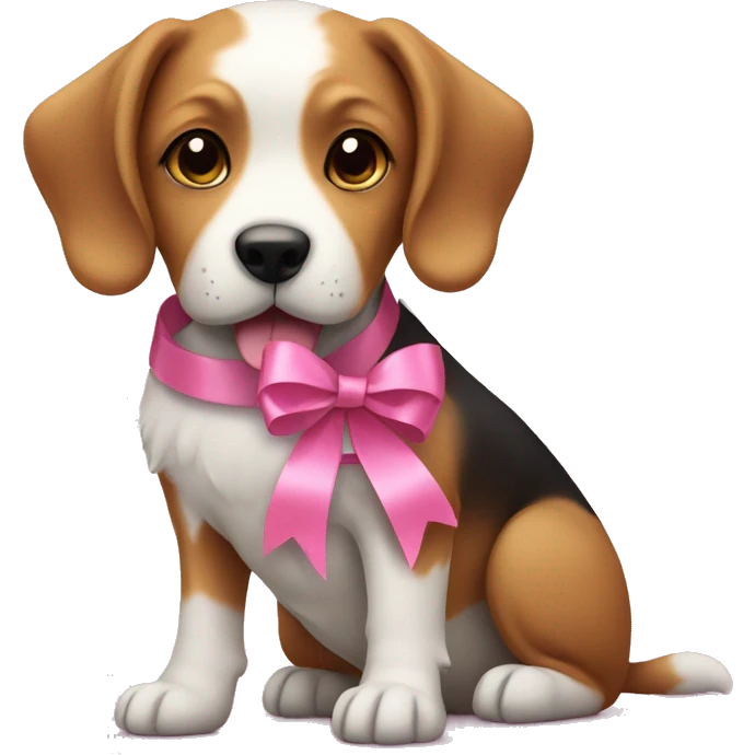 Dog with pink ribbon emoji