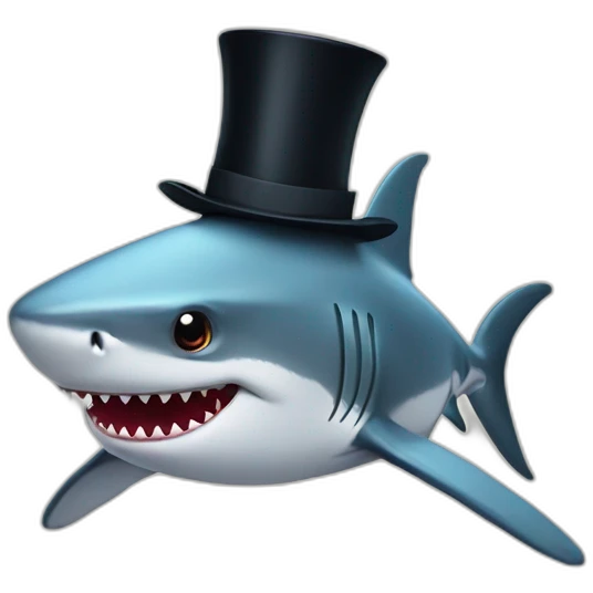 Shark with a top hat emoji