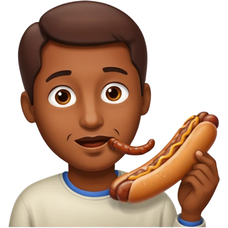 Face eating a sausage emoji