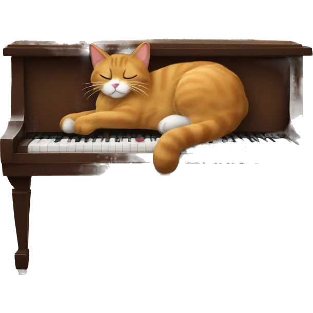 Brown cat sleep on the white fluffy chair near piano  emoji