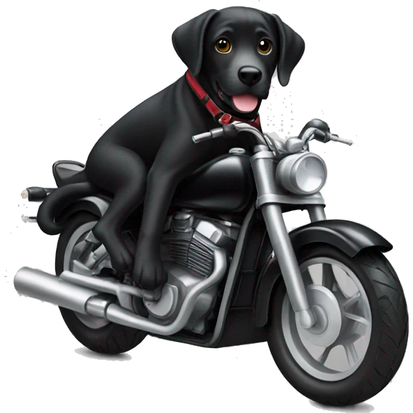 cool black lab riding motorbike emoji