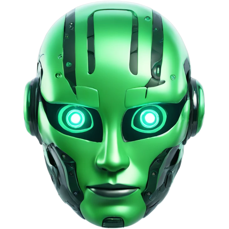 Bot green AI robot face premium glow 3d effect futuristic emoji