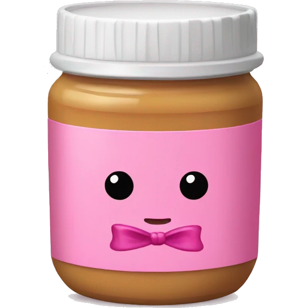 Peanut butter jar with pink bow on it emoji