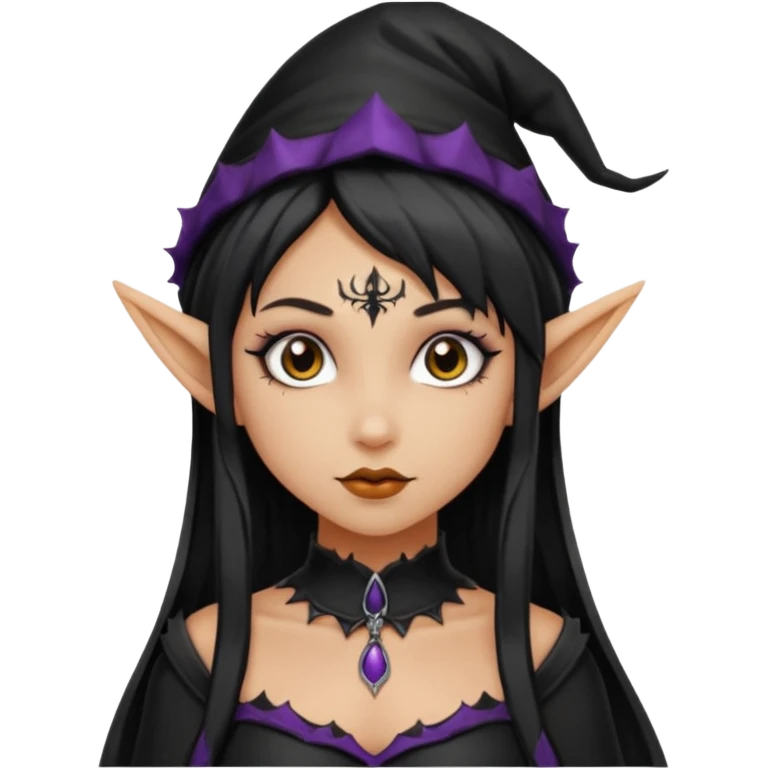 Goth and tan girl elf girl Halloween emoji