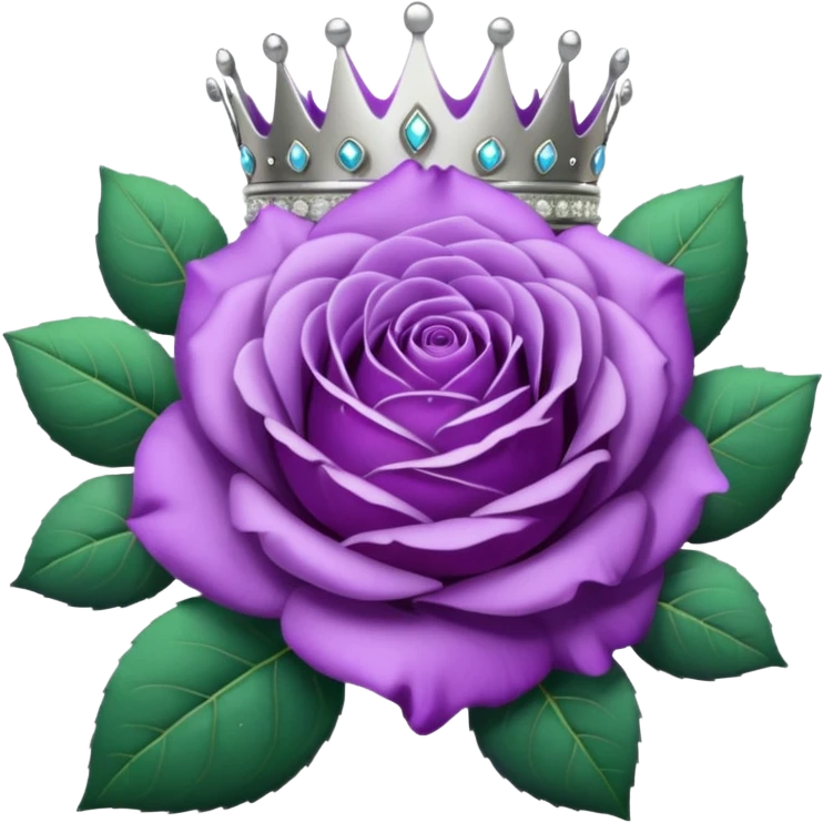 Purple rose flower, silver circle plaque, silver tiara emoji