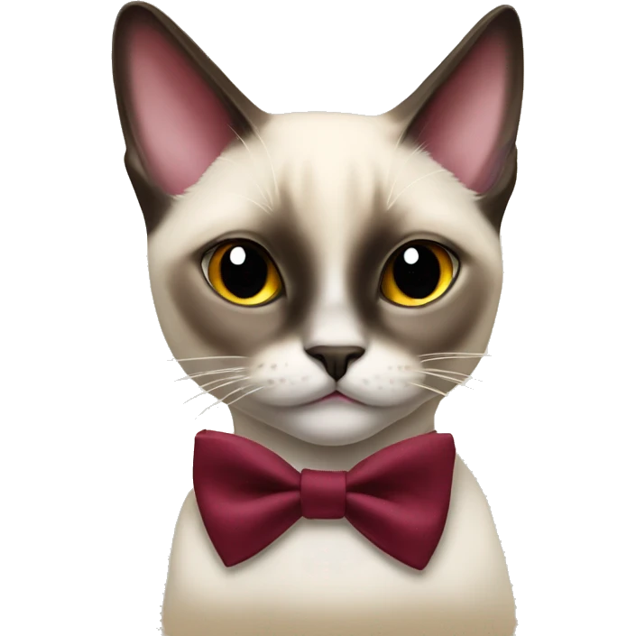 Siamese cat with Burgundy bow tie emoji