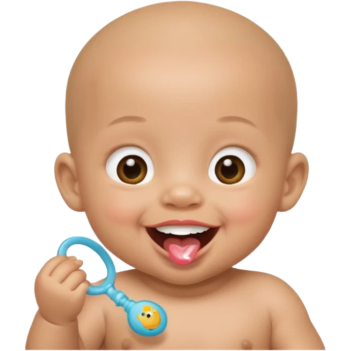 Bébé qui rigole métisse avec une tetine emoji