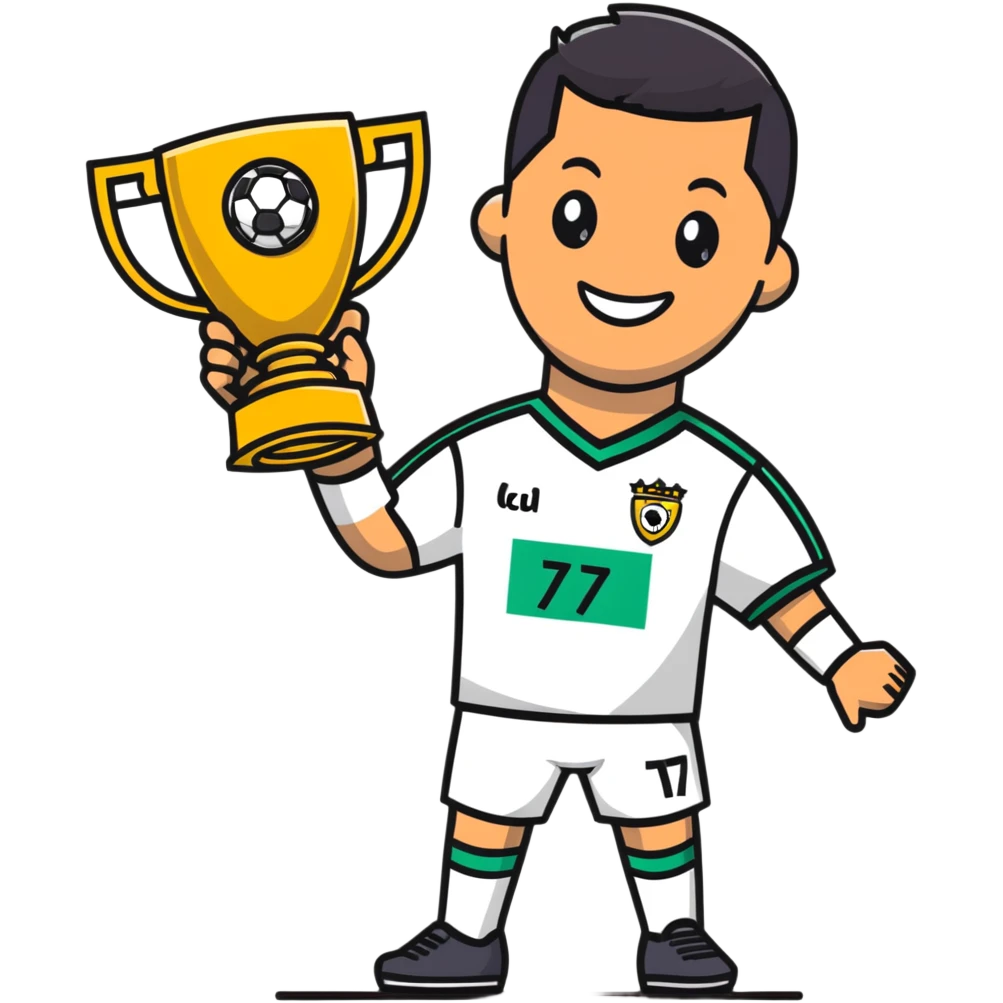 Ronaldo smiling with soccer trophy emoji