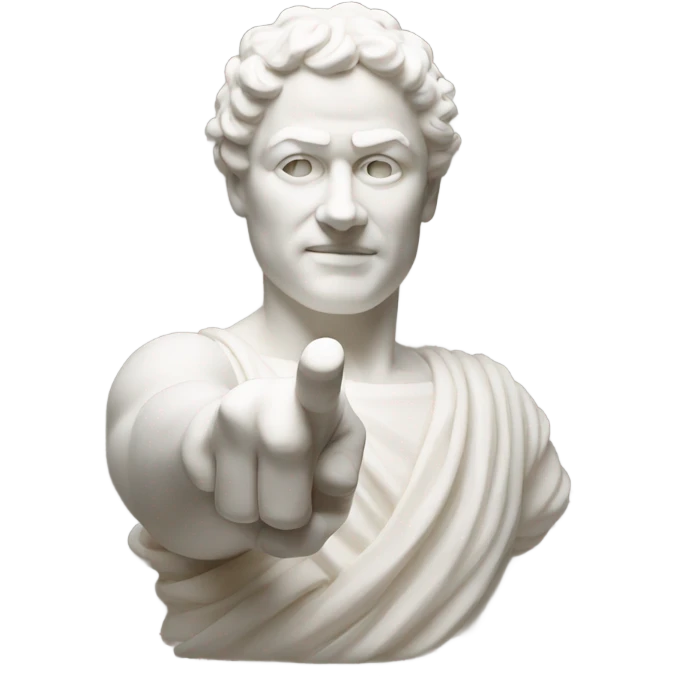 Ancient White sculpture pointing finger emoji