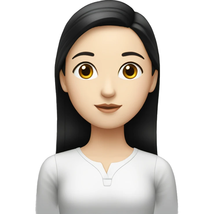 A white girl with straight black hair revising for her French A-levels emoji