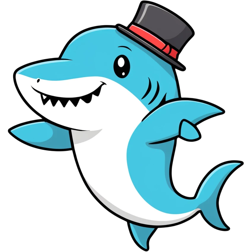 Shark with a top hat emoji