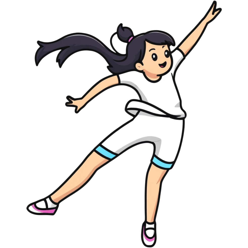 A girl flipping her back with a sassy look emoji