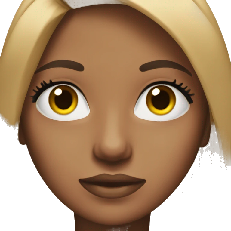 Girl with straight brunette hair and fake lashes  emoji