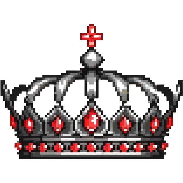 black crown with a row of red jewels along the base and top emoji