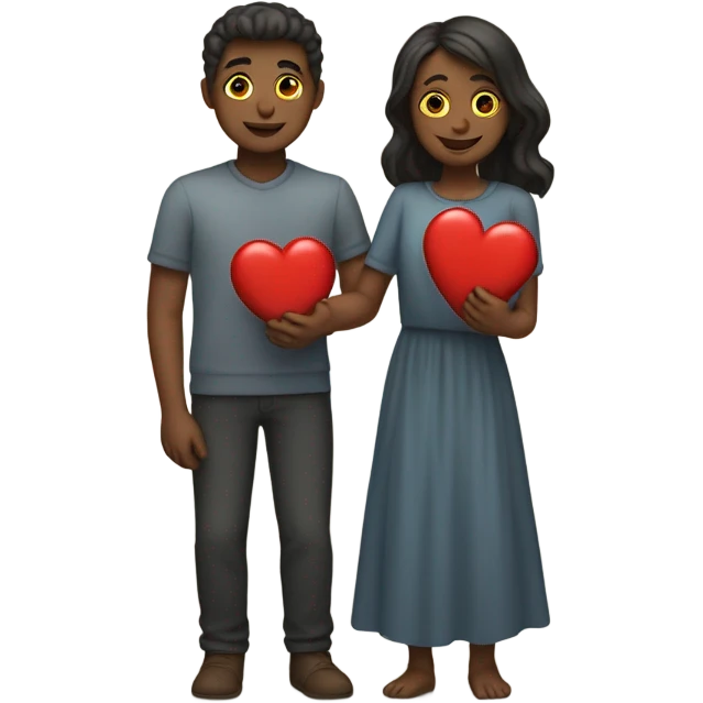 Lovers with heart red in hands emoji