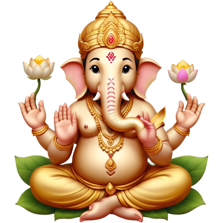 hindu god ganesh in a lotus sending love emoji
