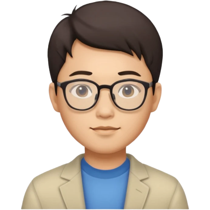 Asian male avatar with glasses, straightforward style, no background emoji