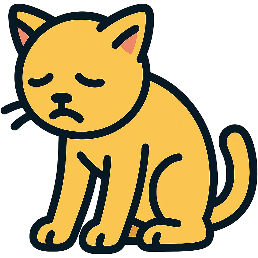 color outline icon of a cat slumping, giving up emoji